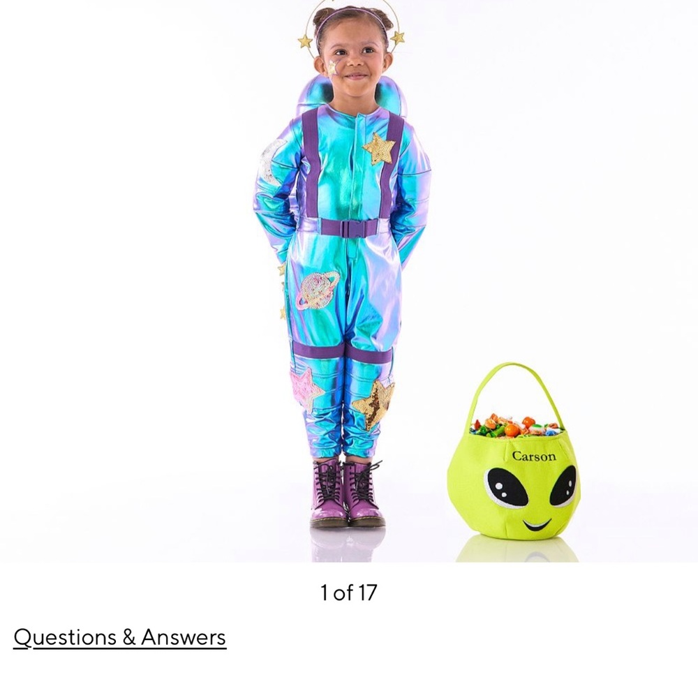 Pottery Barn Kids Iridescent Teal Purple Space Alien Costume